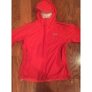 Hot pink North Face rain coat